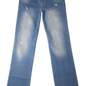 Jeans de mujer Bota Recta, color Azul Claro, Levanta Cola, pretina angosta vista plana frontal