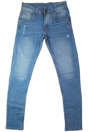 Jeans para niño color azul hielo en tela licrada con desgastes