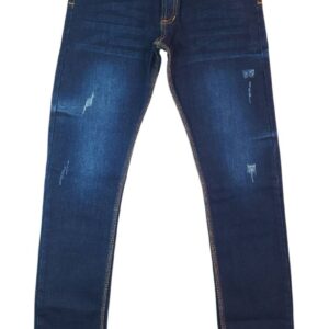 Jeans para niño azul medio con efecto destroyer tipo motor y tela licrada