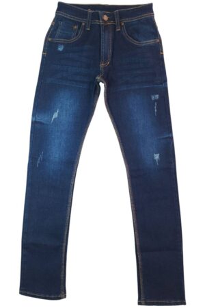 Jeans para niño azul medio con efecto destroyer tipo motor y tela licrada