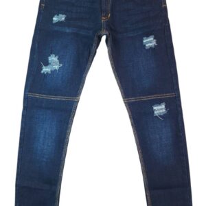 Jeans para niño azul oscuro con rotos decorativos en tela licrada