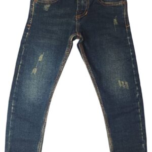 Jeans para niño azul dirty oscuro licrado con lavado localizado frontal
