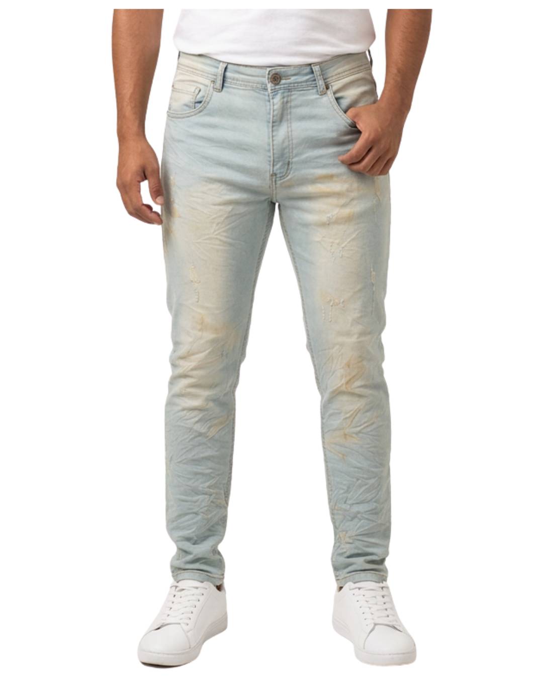 Jeans hombre skinny dirty claro licrado puesto