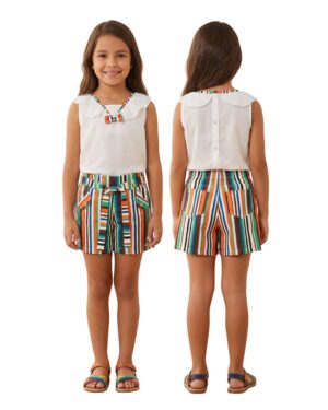 Conjunto niña short rayas y blusa elegante