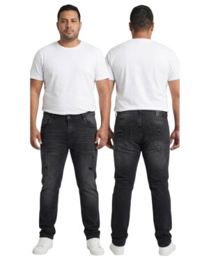 Jean hombre gris carbón slim con rotos modelo
