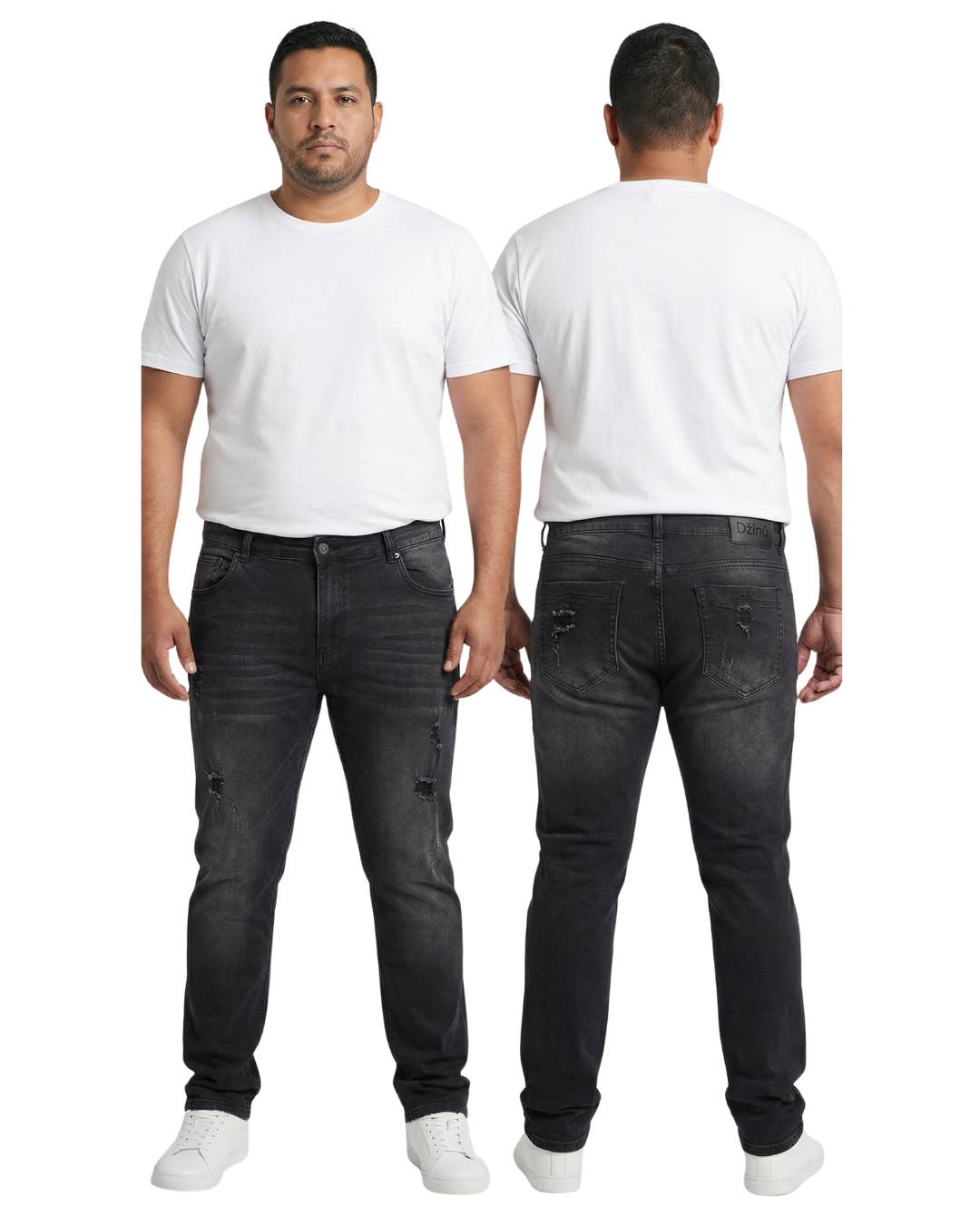 Jean hombre gris carbón slim con rotos modelo