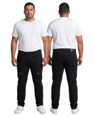 Jean hombre negro slim con rotos modelo