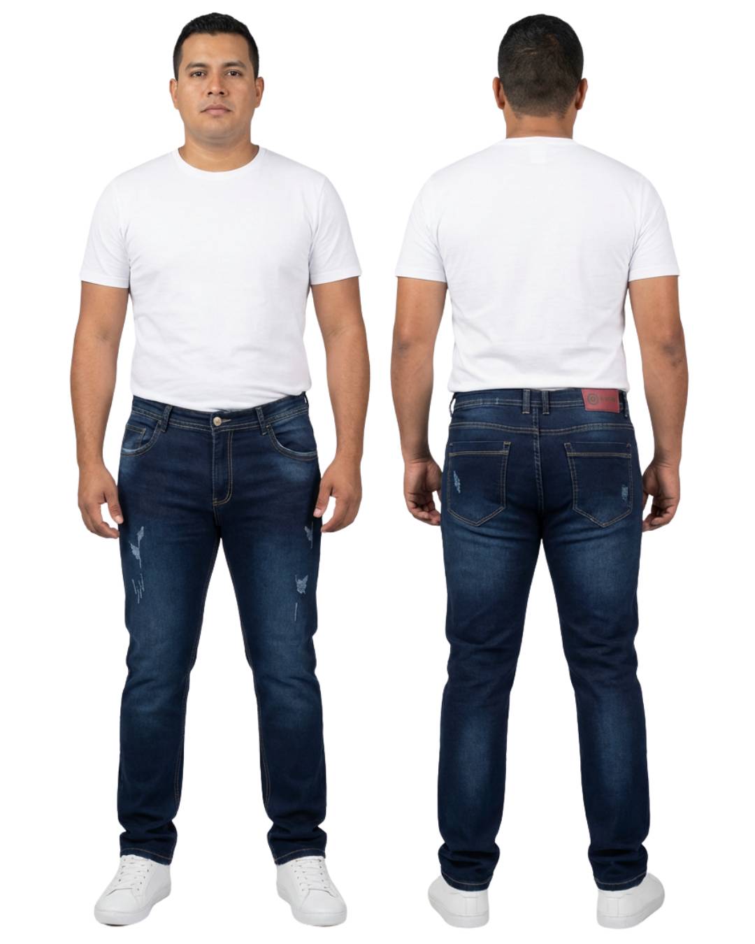 Jean hombre slim azul oscuro puesto modelo