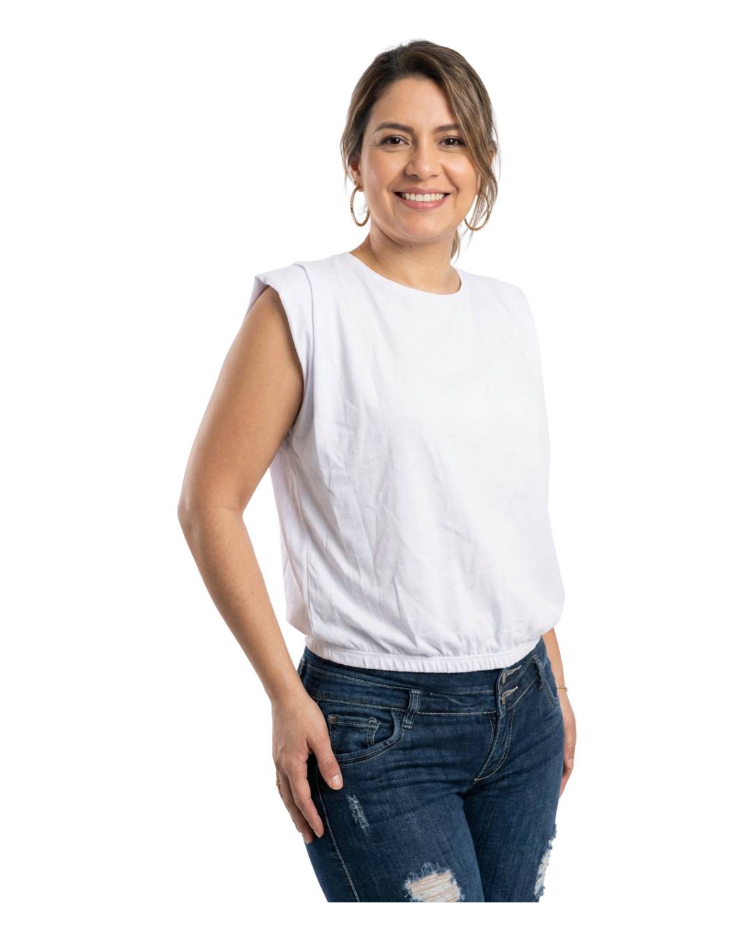 Blusa mujer blanca tipo globo