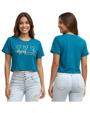 Camiseta mujer azul petróleo