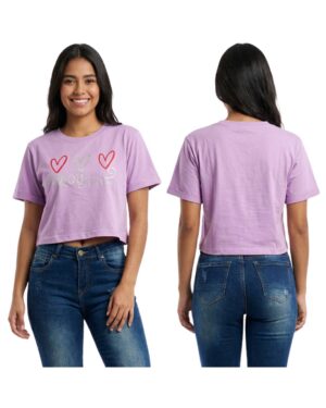 Camiseta mujer lila estampada