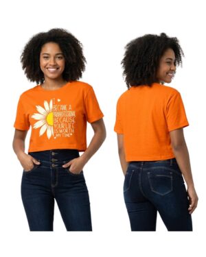 Camiseta mujer naranja estampada floral