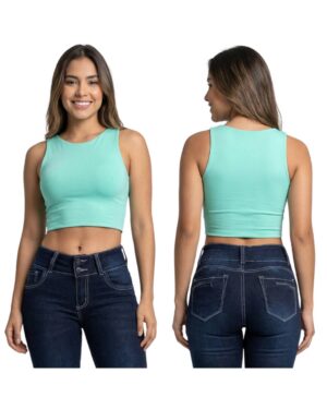 Crop top mujer verde menta seamless