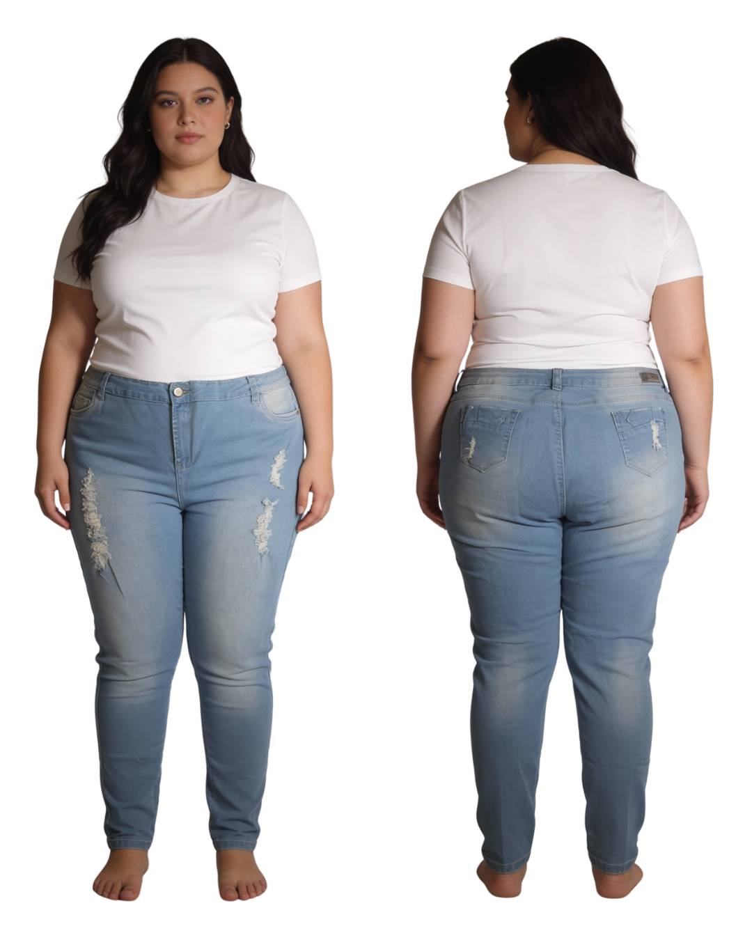 Jean mujer curvy slim azul claro