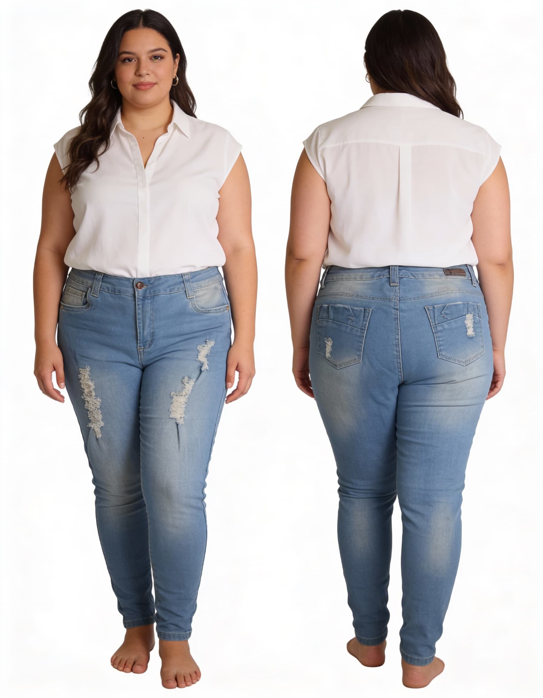 Jeans mujer slim tono claro vista posterior