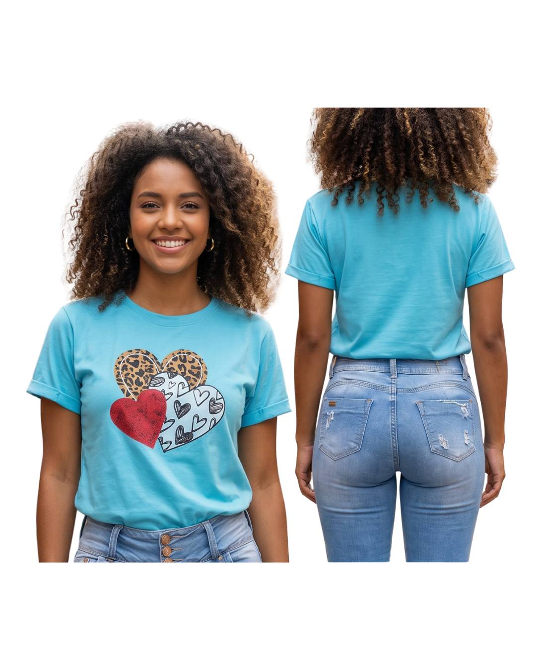 Camiseta mujer estampada corazones