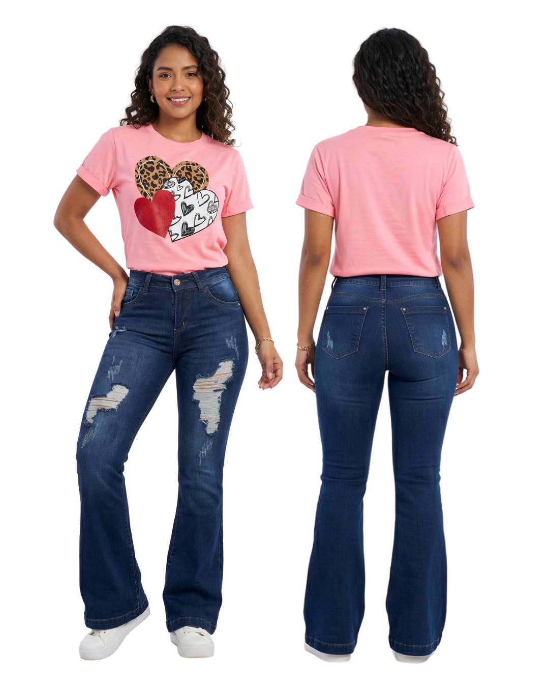 Camiseta mujer estampada corazones