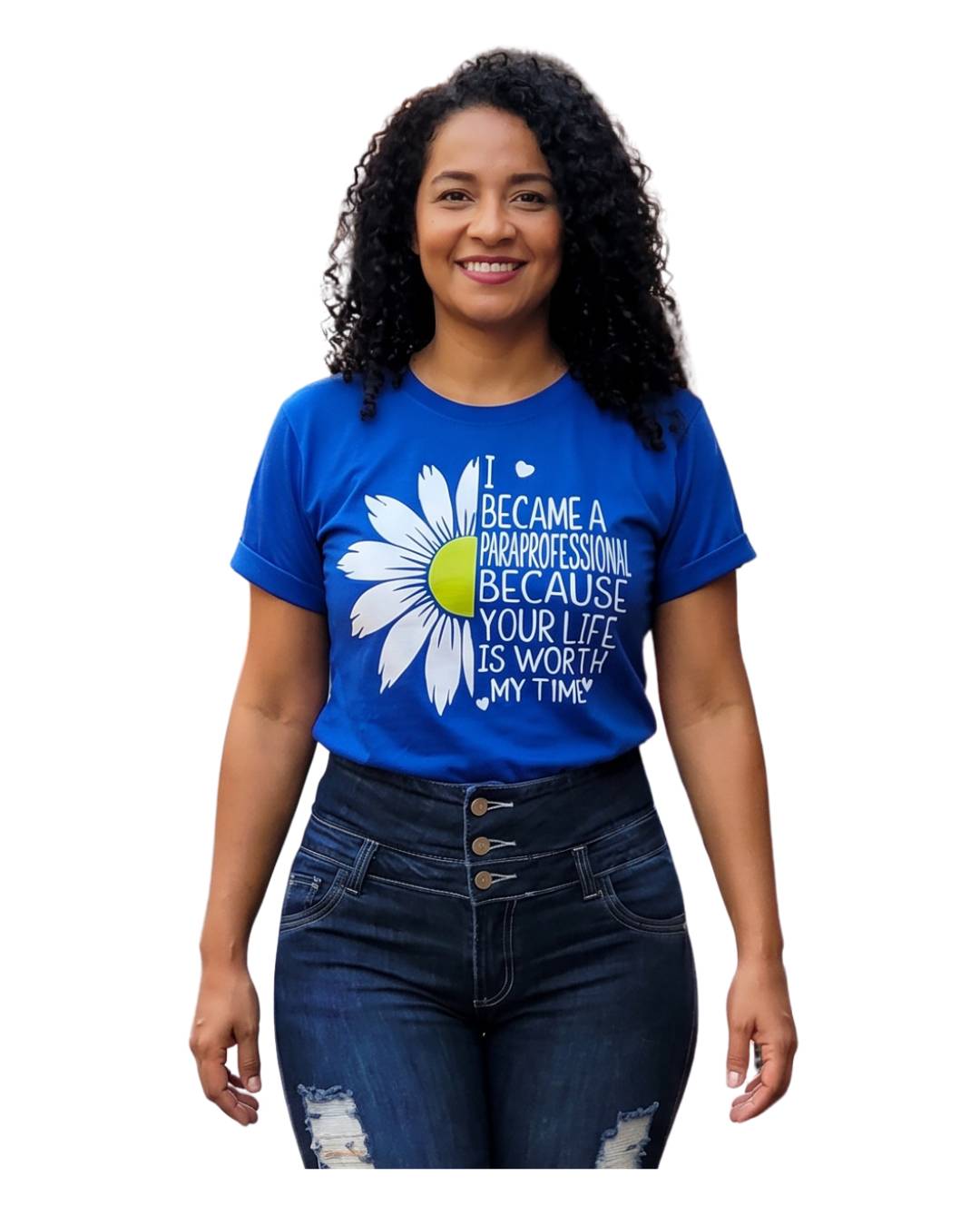 Camiseta mujer azul rey estampada floral