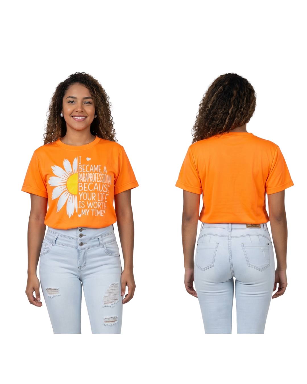 Camiseta mujer naranja estampada floral