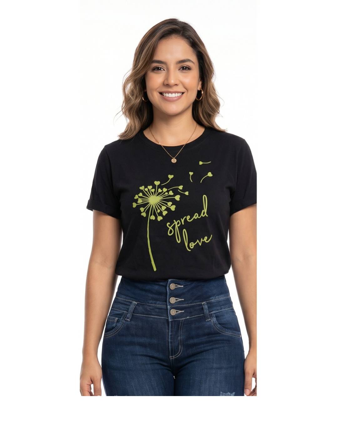 Camiseta mujer negra vista frontal