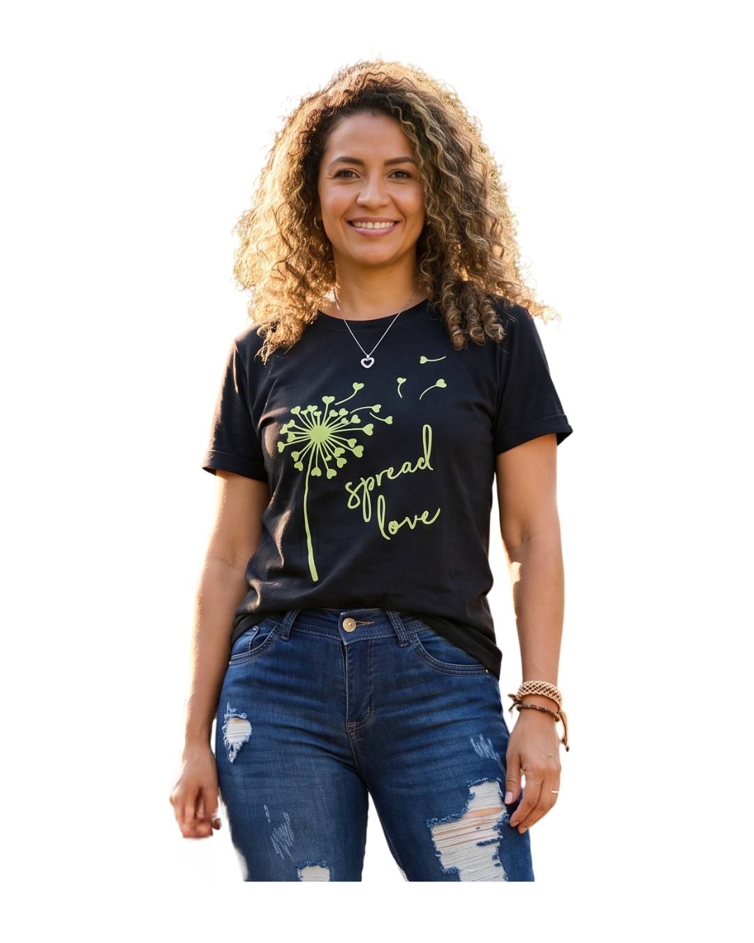 Camiseta mujer negra en modelo