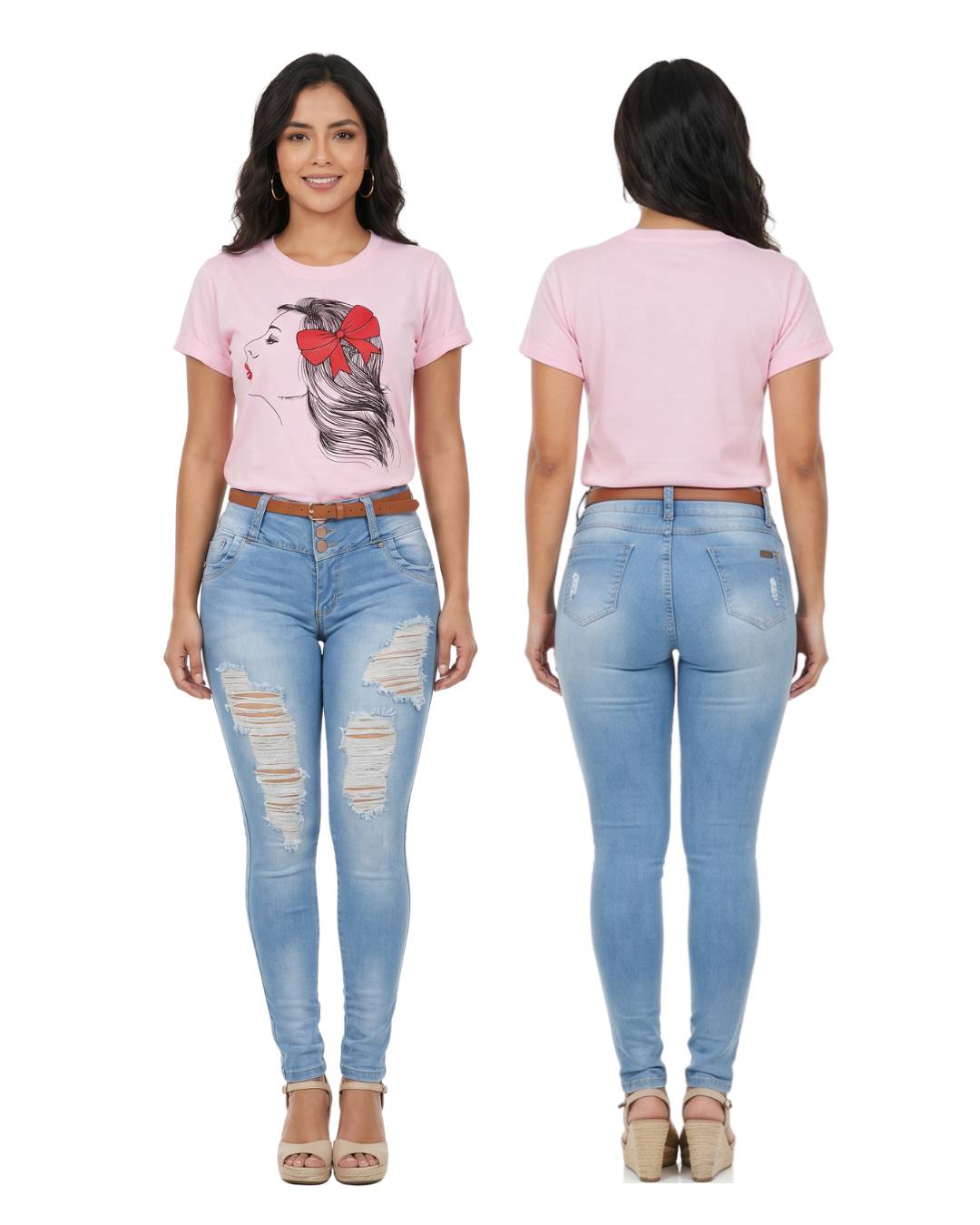 Camiseta mujer estampada de rostro mujer