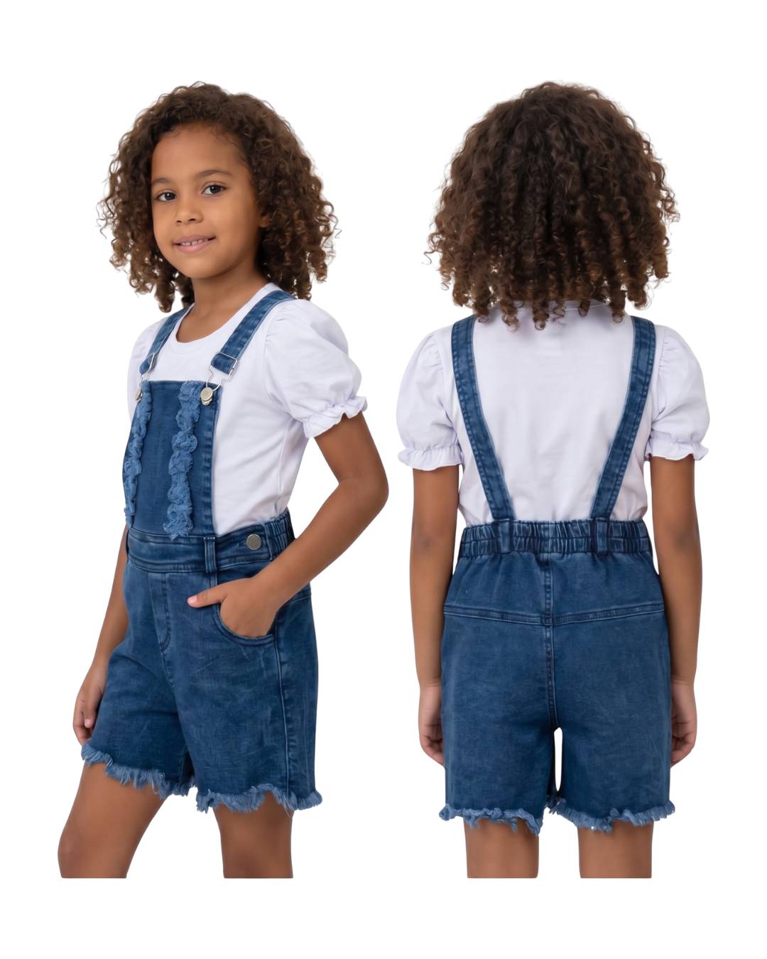 Conjunto niña denim con blusa blanca