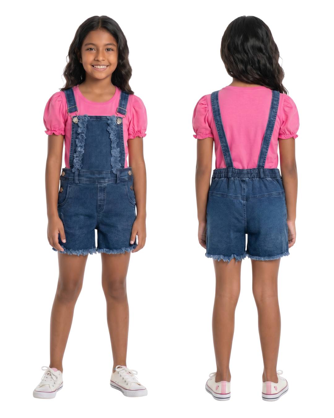 Conjunto niña braga short denim azul