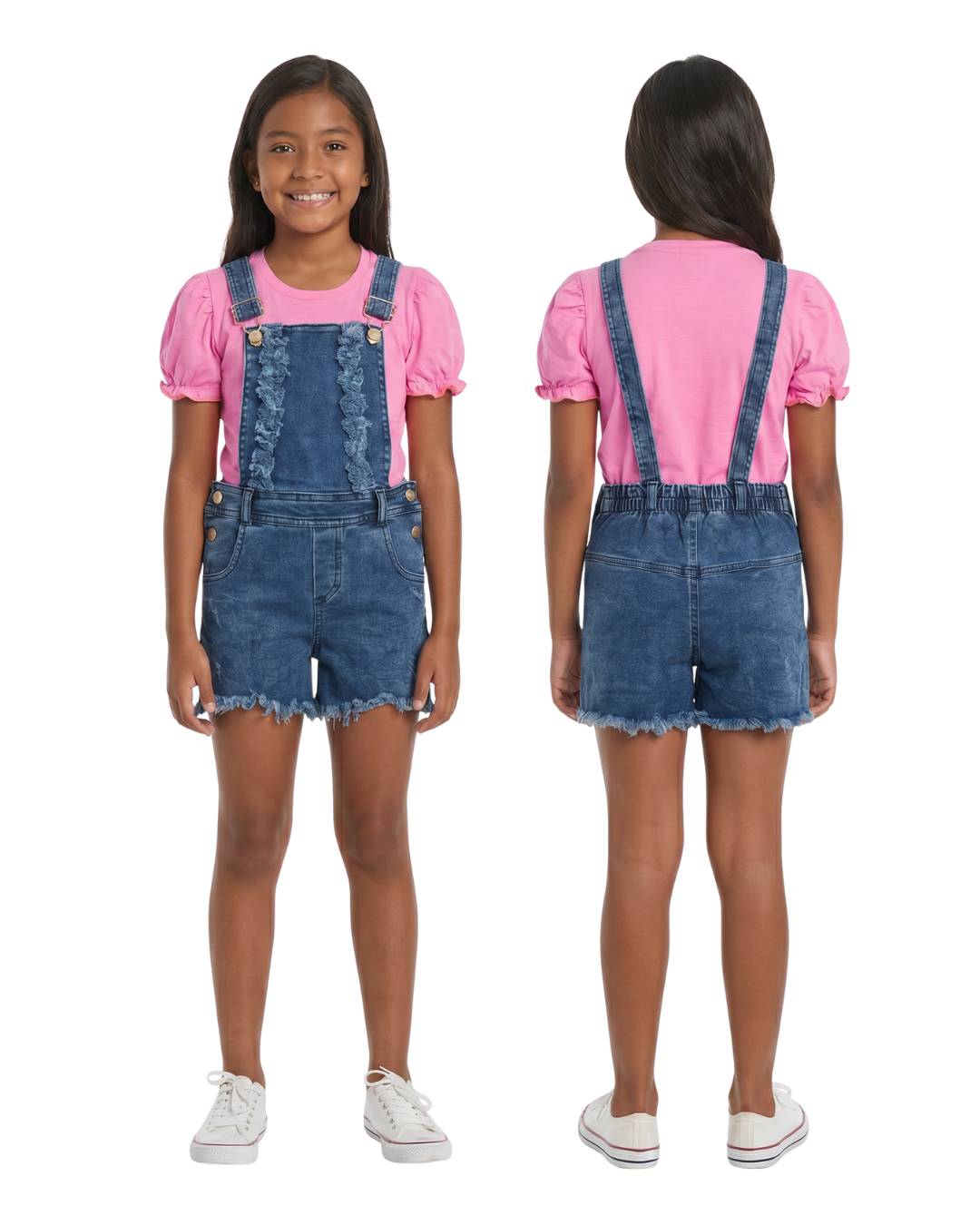 Conjunto niña denim con blusa lila