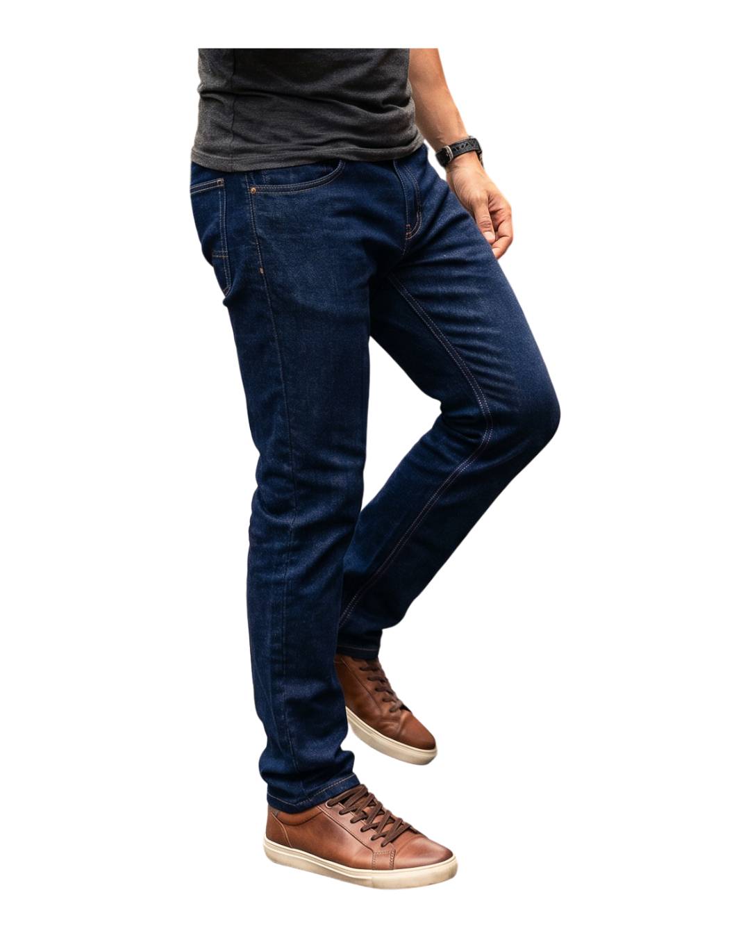 Jean hombre azul oscuro vista lateral