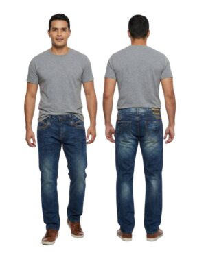 Jean hombre semirrecto azul con acabado de moda
