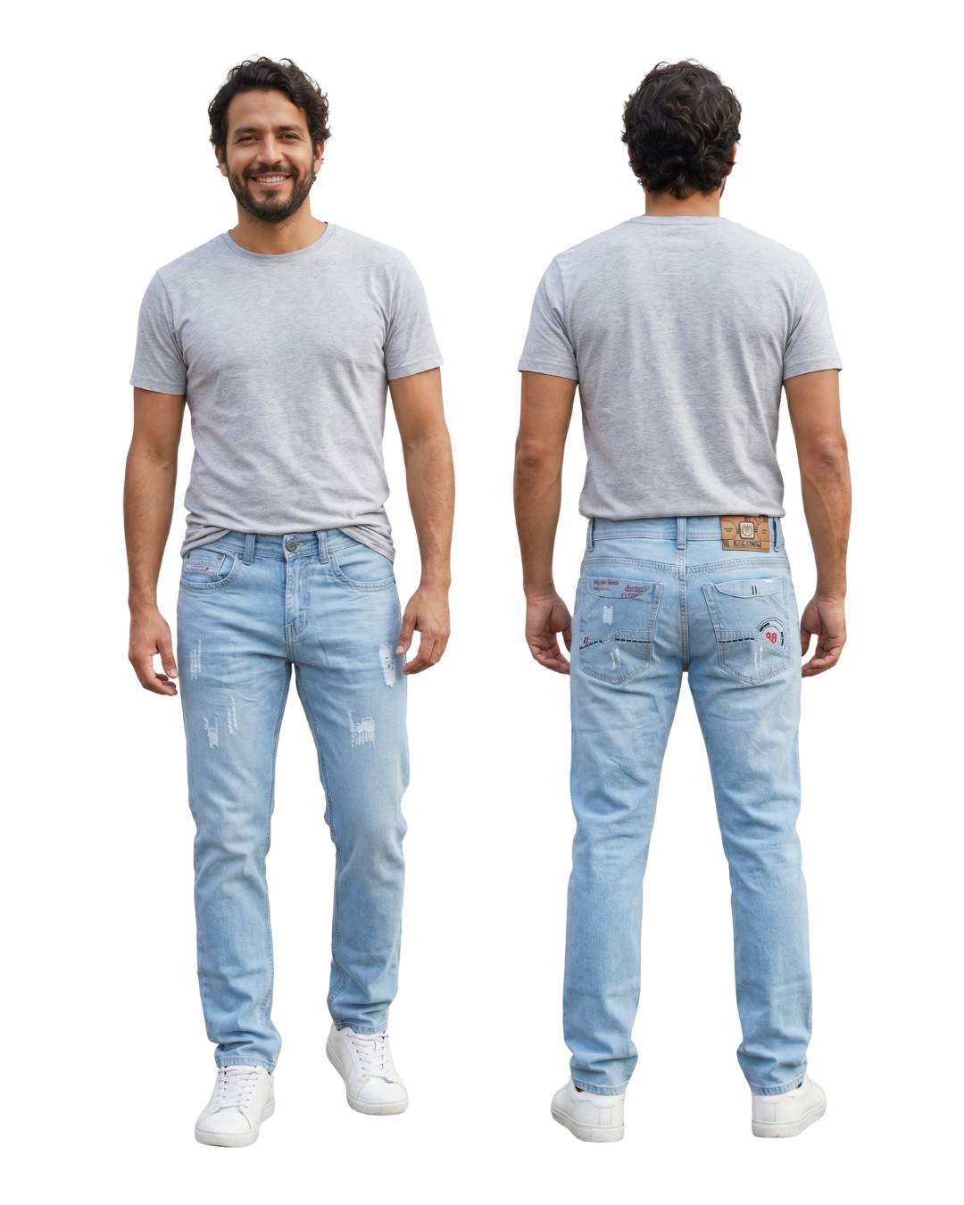 Jean hombre tono hielo semirrecto